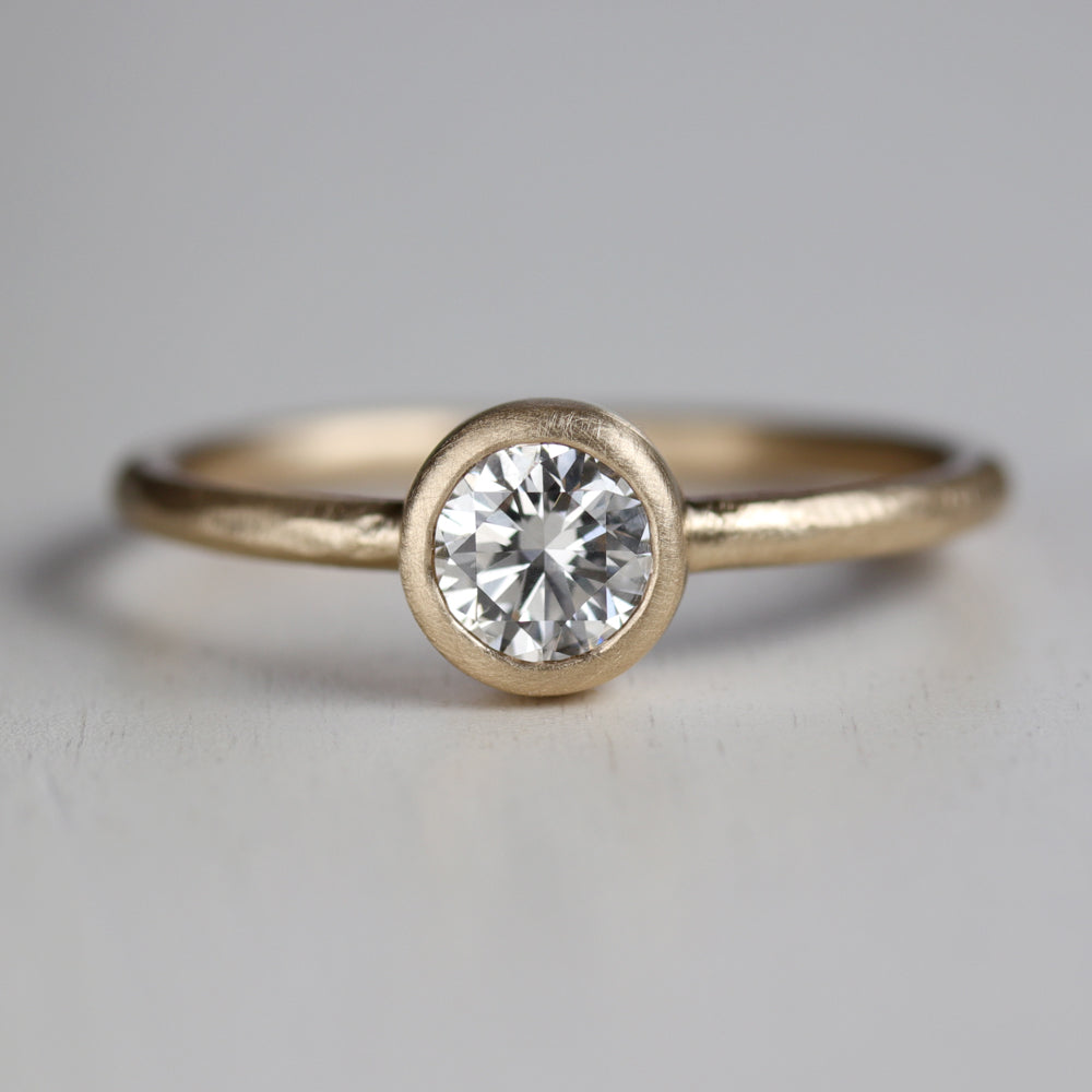 5mm Bezel-set Rustic Solitaire Engagement Ring