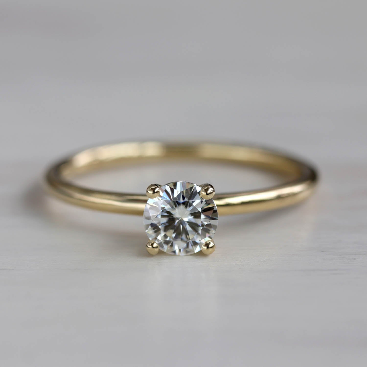 5mm Basket Solitaire with Moissanite in Yellow Gold
