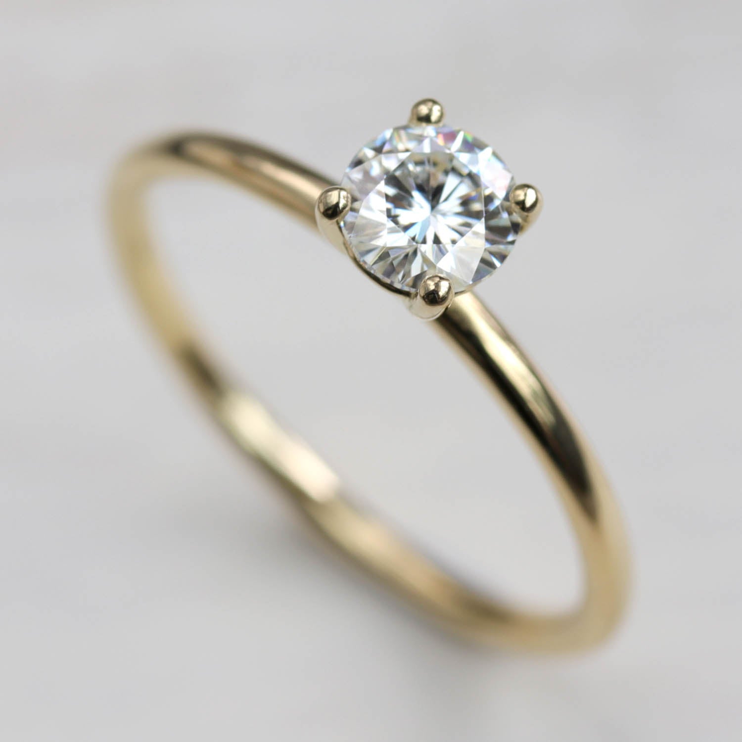 5mm Basket Solitaire with Moissanite in Yellow Gold
