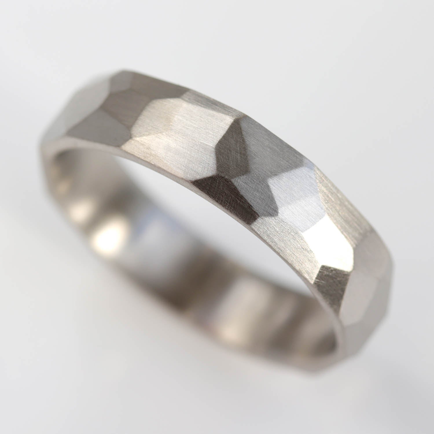 Wide Faceted Wedding Band