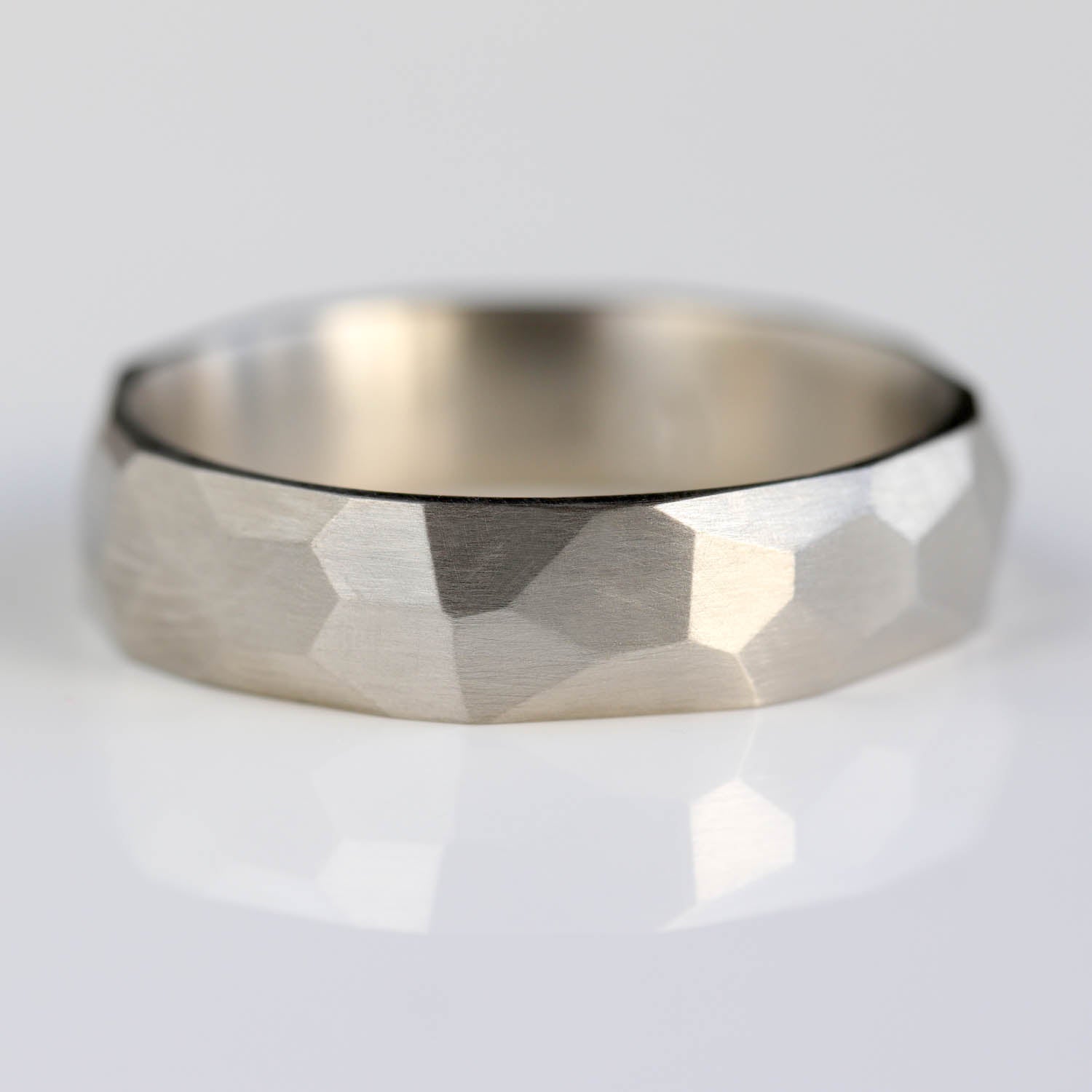 Wide Faceted Wedding Band