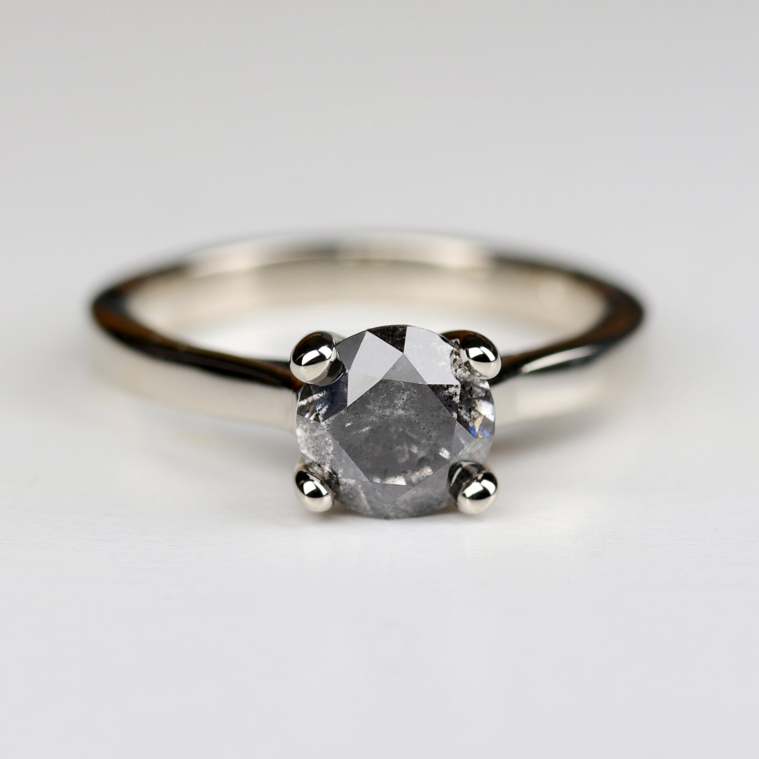 6mm Cathedral Prong Solitaire with Recycled Salt & Pepper Diamond