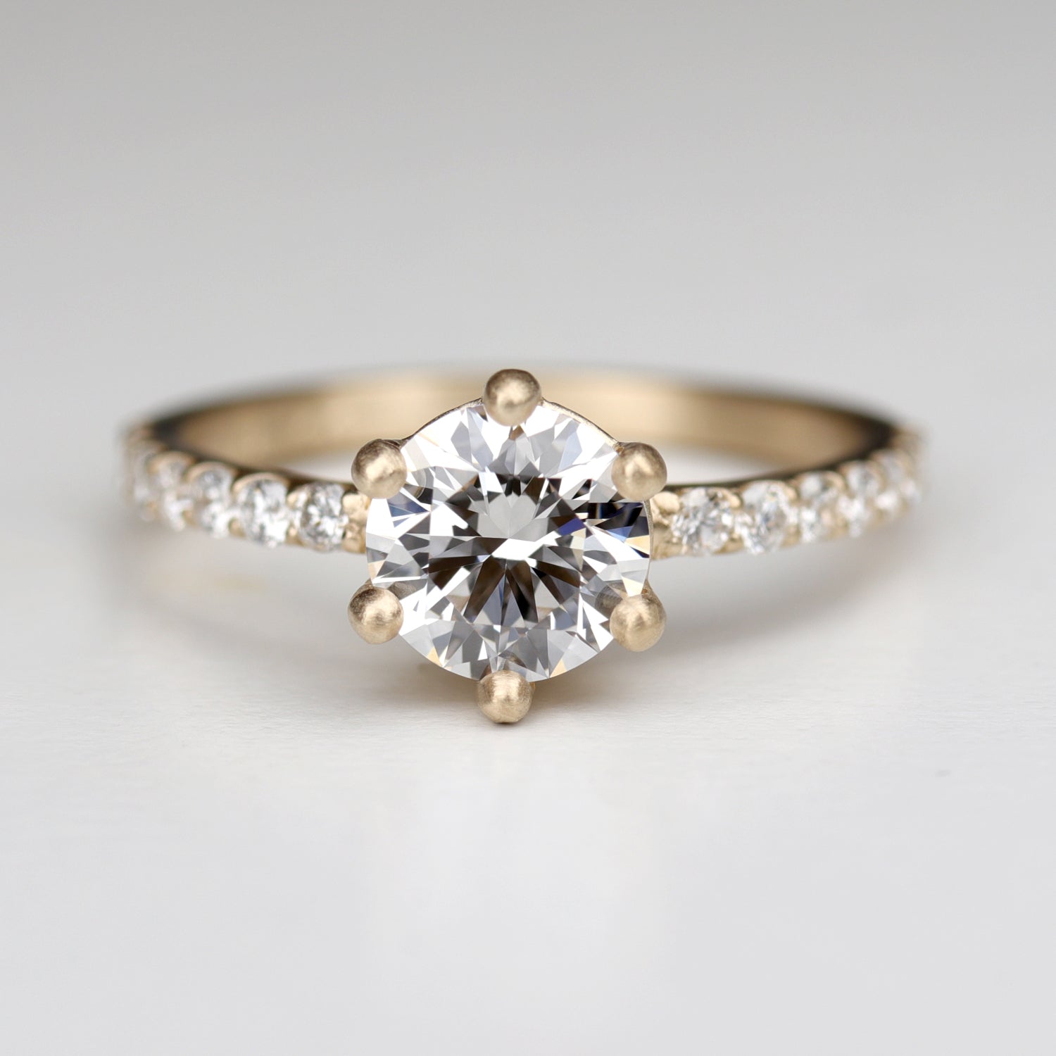 Low Base Six-Prong Pave Solitaire
