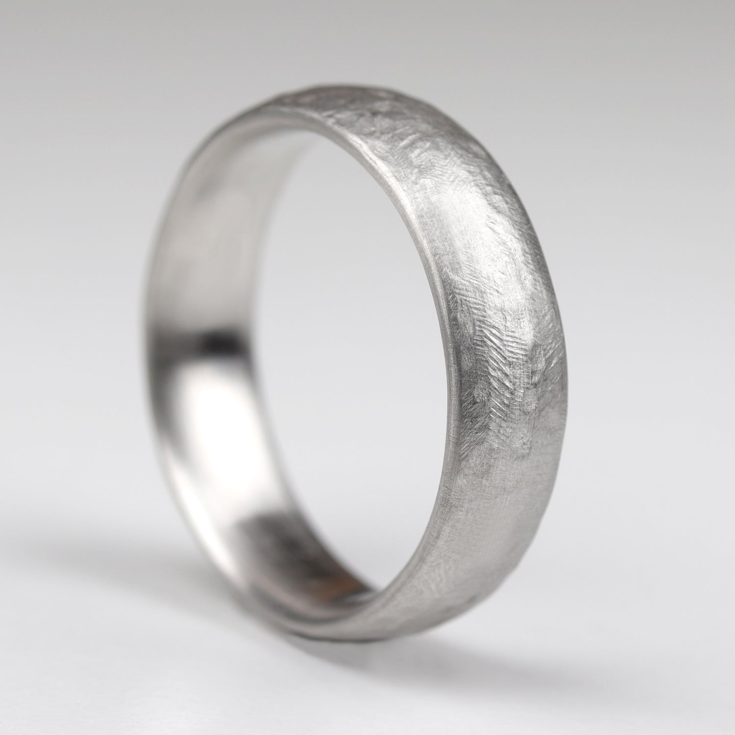 Wide Rugged Texture Hand-carved Classic Band •