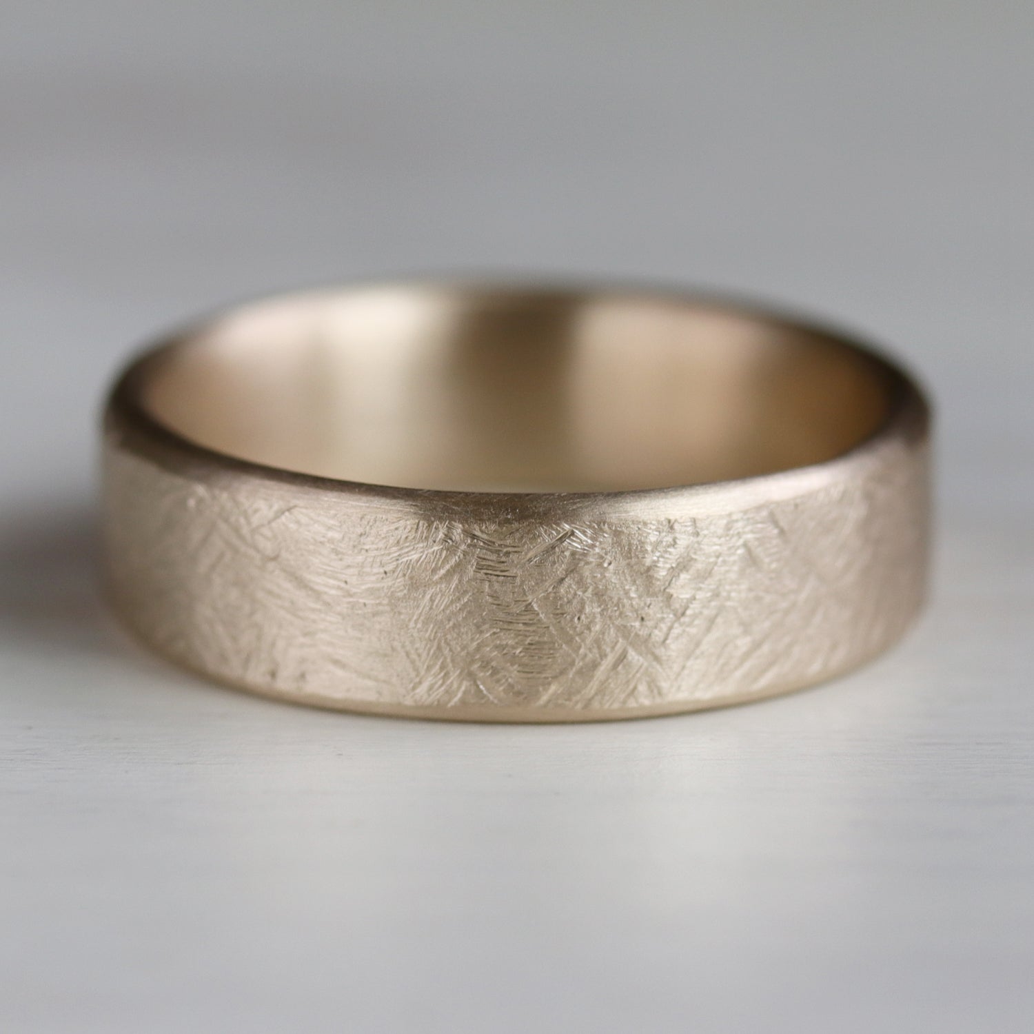 Wide Rustic Hand-carved Edgeless Band