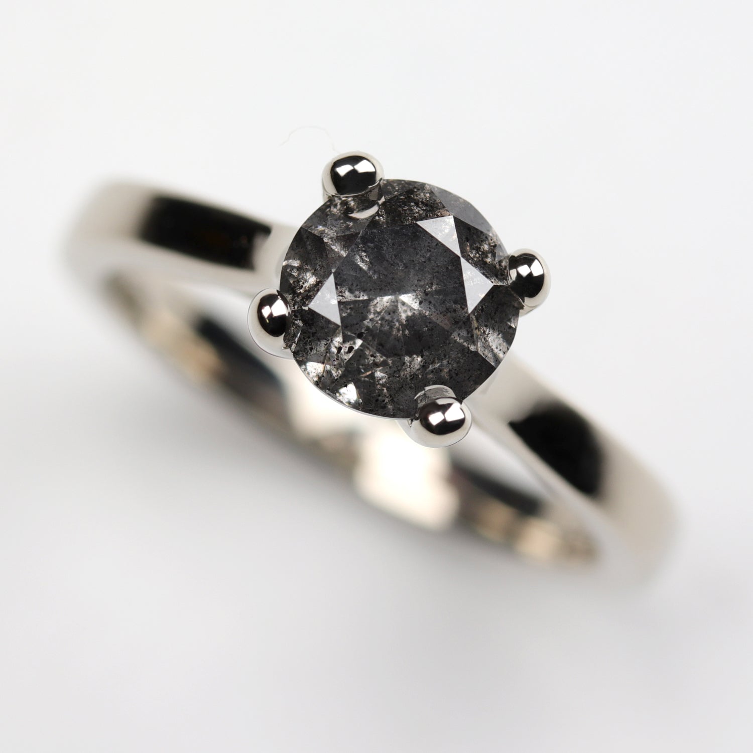 6mm Cathedral Prong Solitaire with Recycled Salt & Pepper Diamond