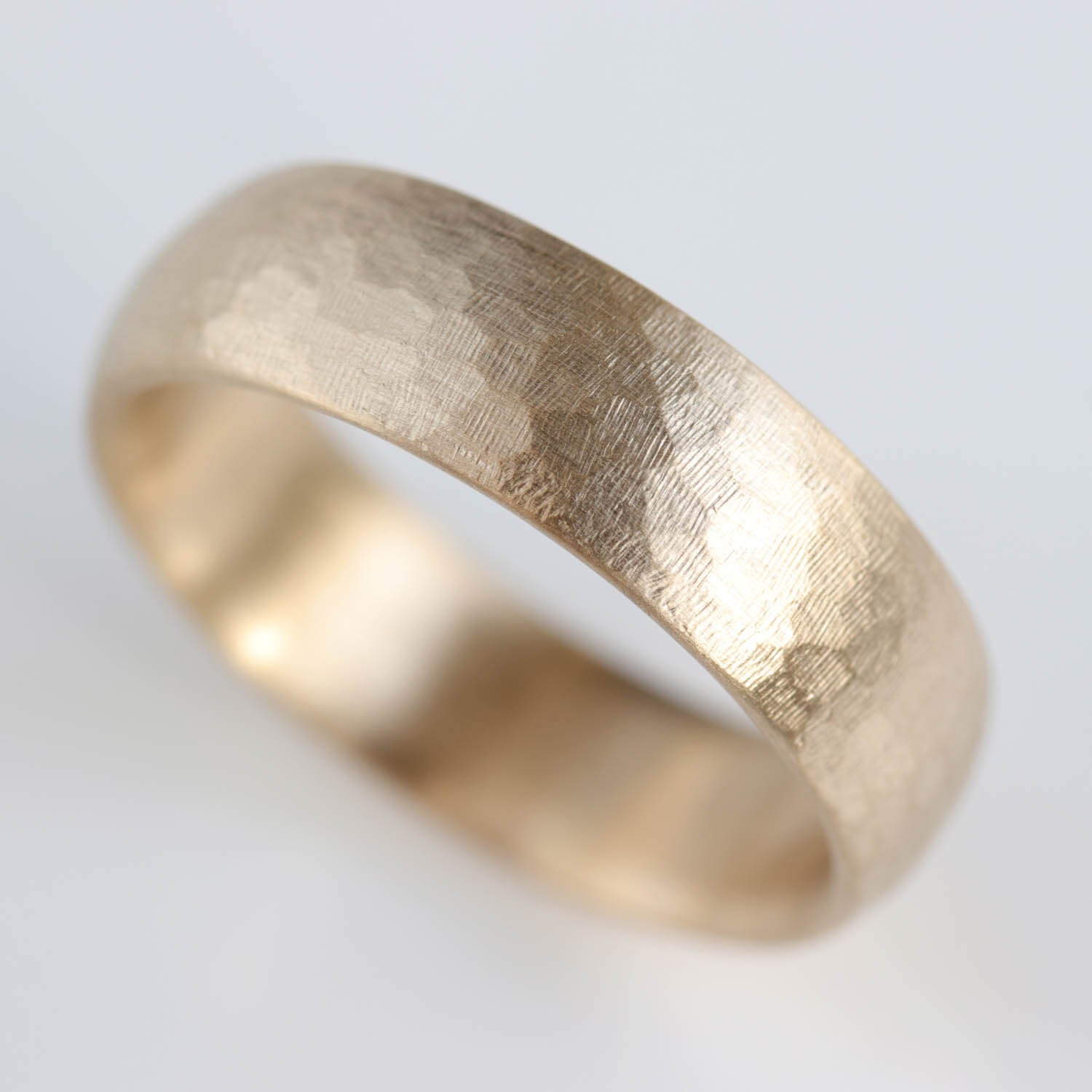 Stone Texture Wide & Comfort-fit Classic Band Ring