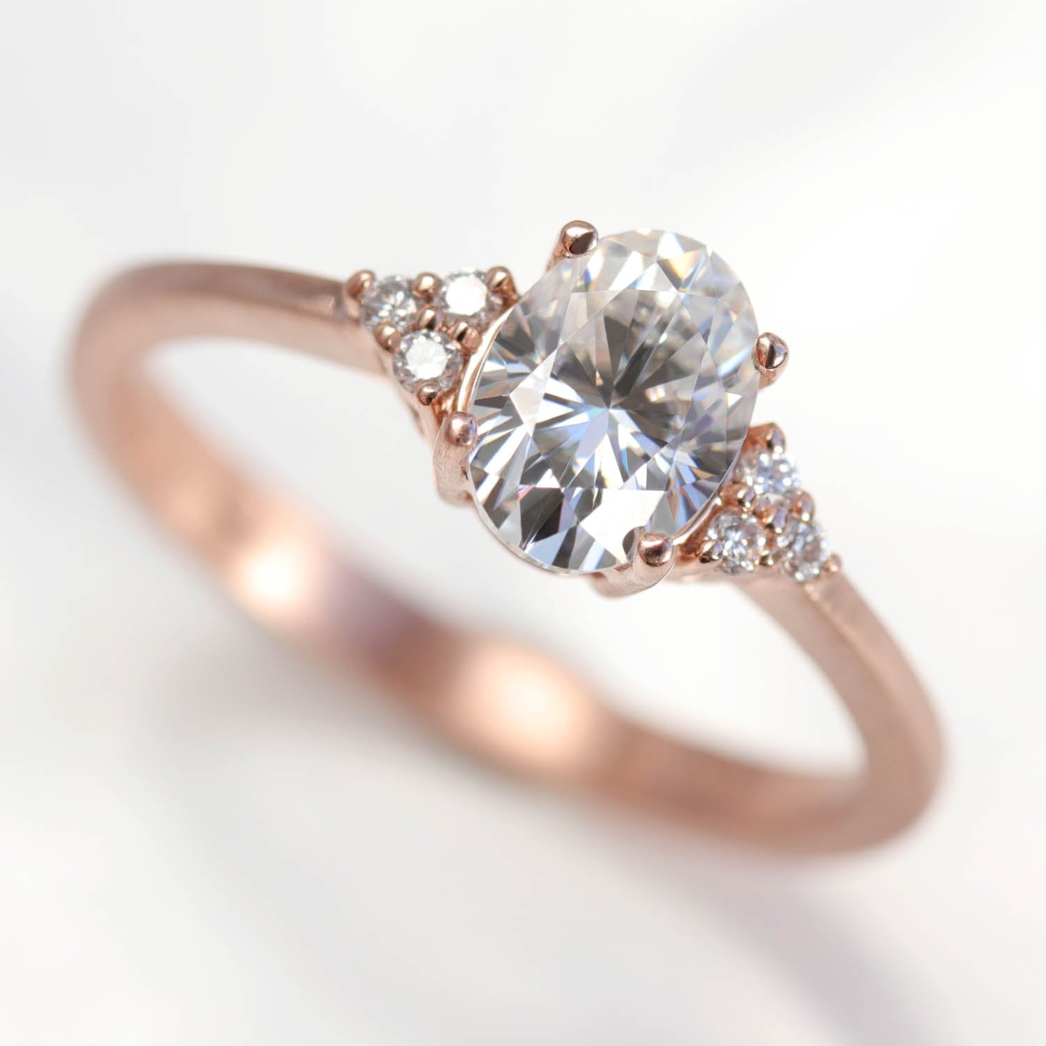 Oval-cut Seven Stone Cluster Engagement Ring