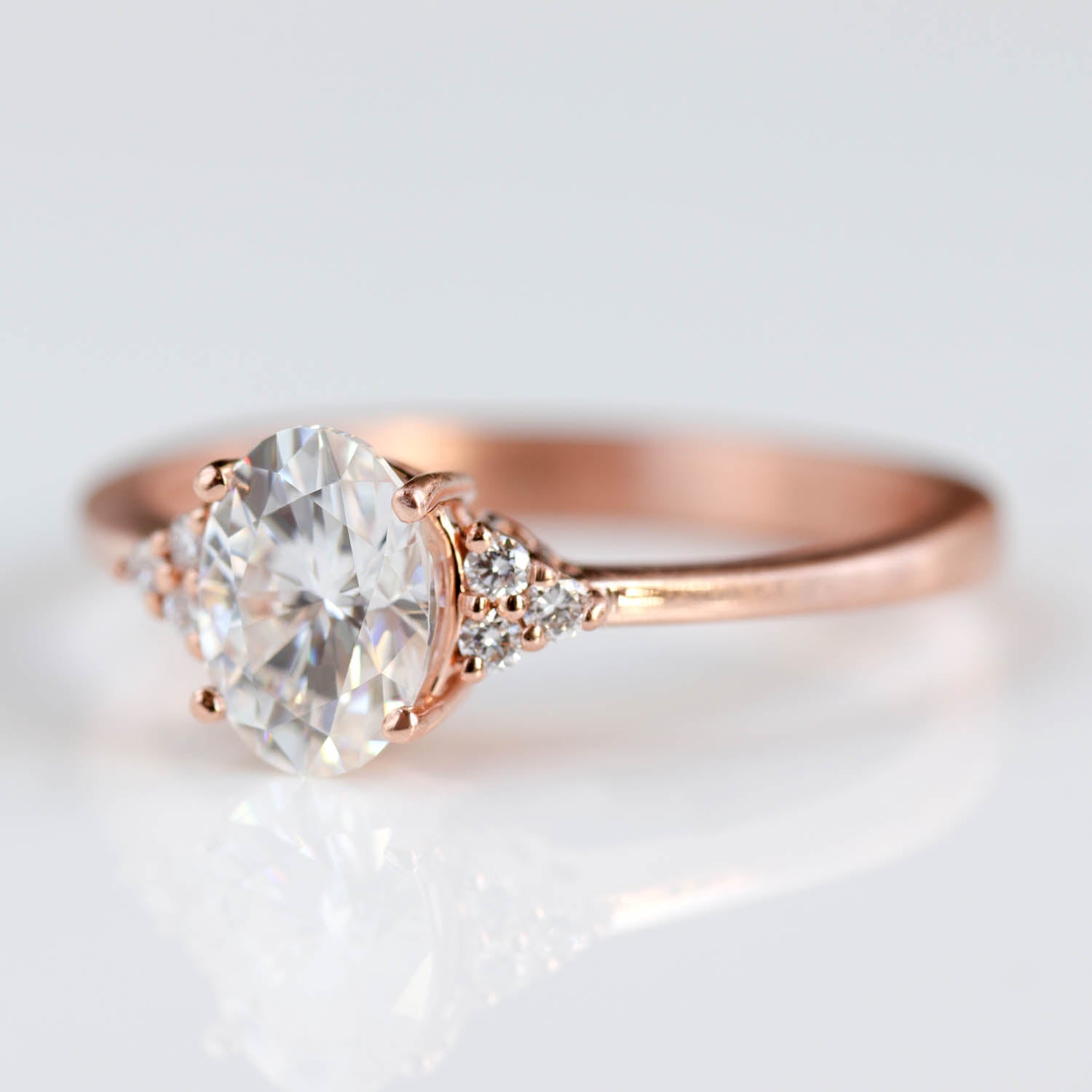 Oval-cut Seven Stone Cluster Engagement Ring