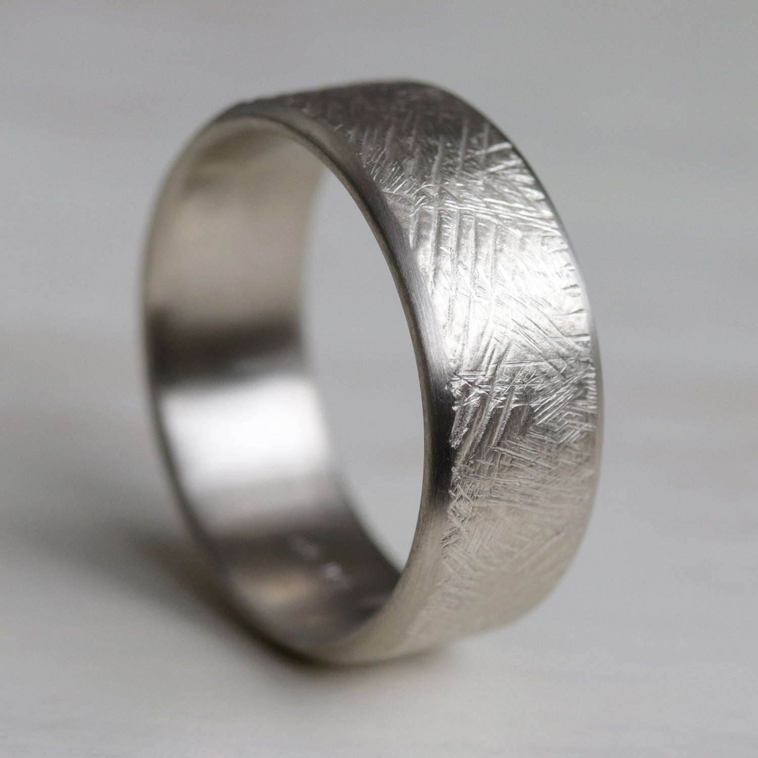 Wide Rustic Hand-carved Edgeless Band