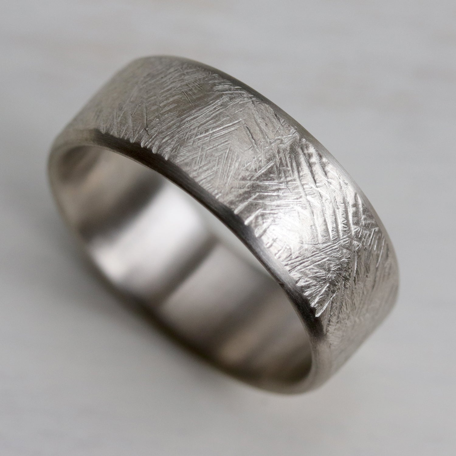 Wide Rustic Hand-carved Edgeless Band