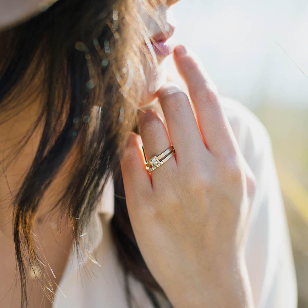 4mm Square Solitaire Engagement Ring