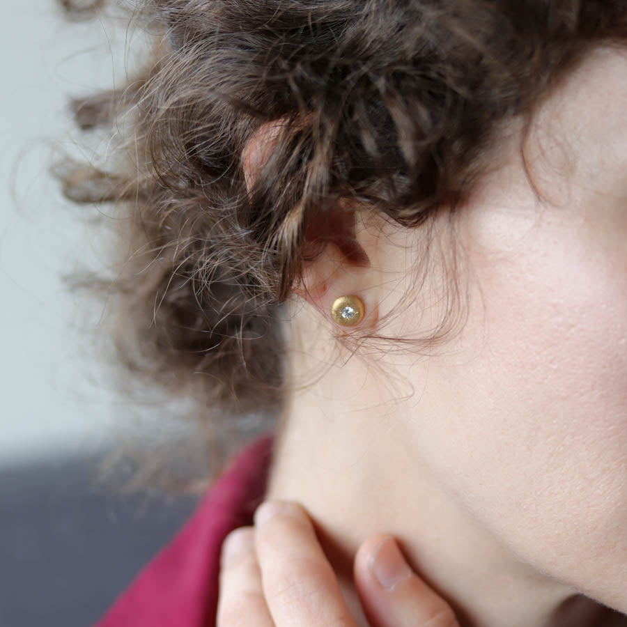 3mm Ancient Diamond Post Earrings, Earrings - Aide-mémoire Jewelry