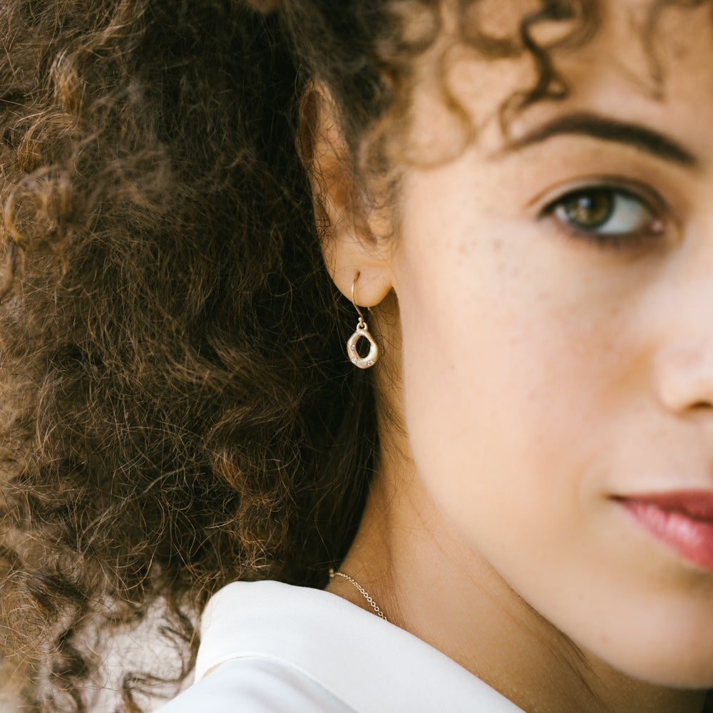 Small Torus Diamond Dangle Earrings, Earrings, Demi-fine Jewelry - Aide-mémoire Jewelry