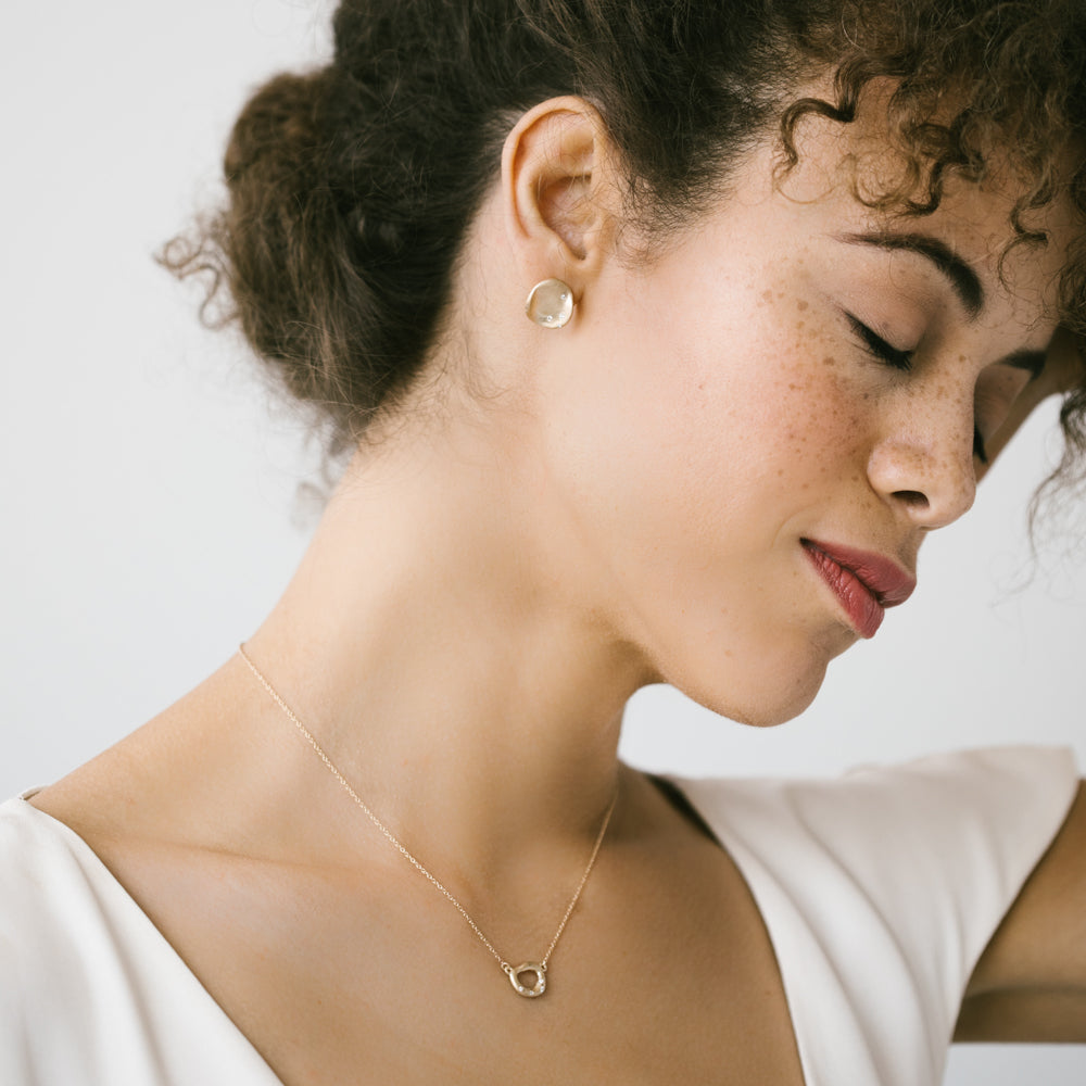 Large Sculpted Torus Diamond Pendant, Necklace - Aide-mémoire Jewelry