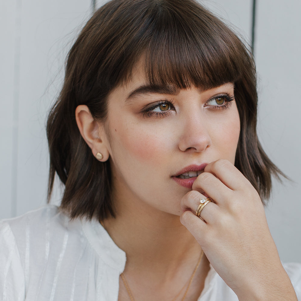 Round Faceted Stud Earrings, Earrings - Aide-mémoire Jewelry