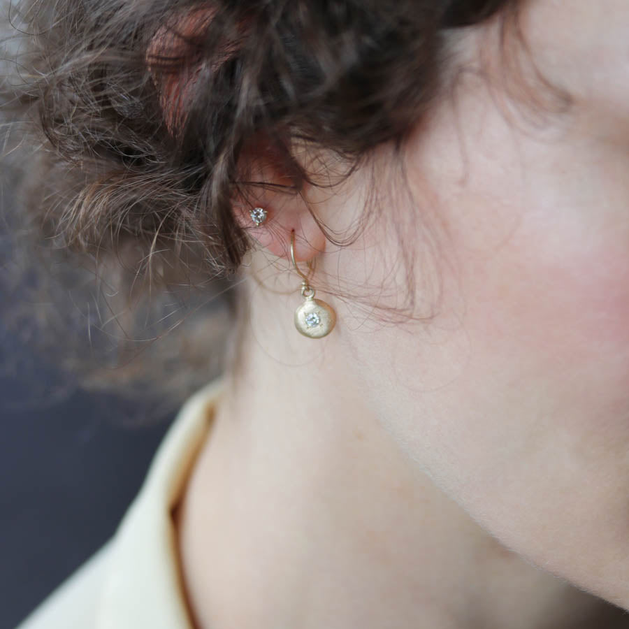 3mm Ancient Diamond Dangle Earrings, Earrings - Aide-mémoire Jewelry