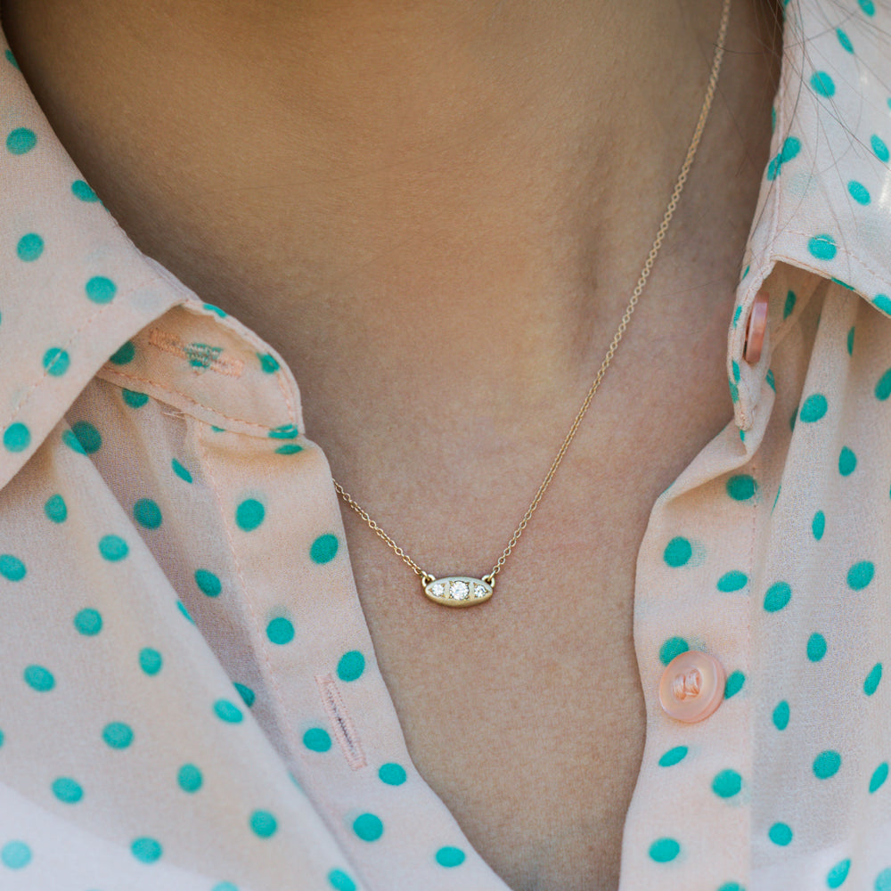 Three Stone Bead-Set Pendant