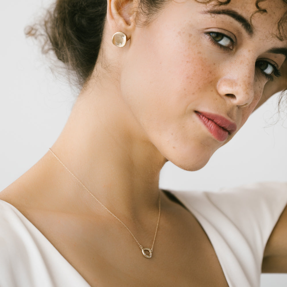 Large Sculpted Torus Diamond Pendant, Necklace - Aide-mémoire Jewelry