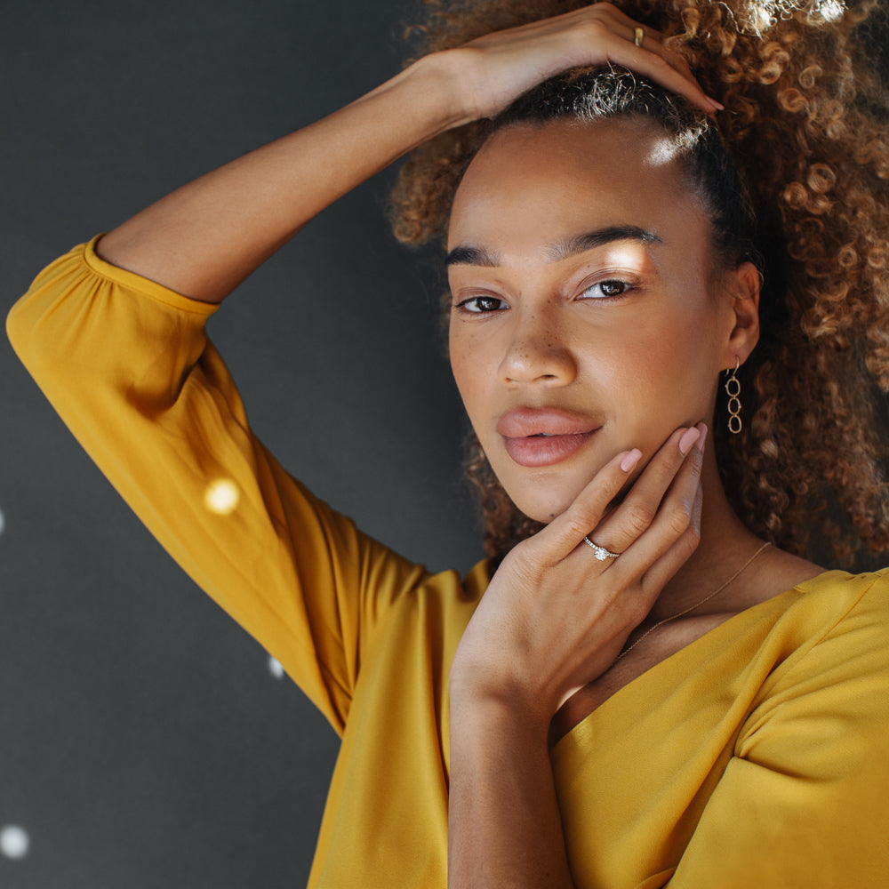 Triple Oval Bead-set Diamond Dangle Earrings, Drop Earrings - Aide-mémoire Jewelry