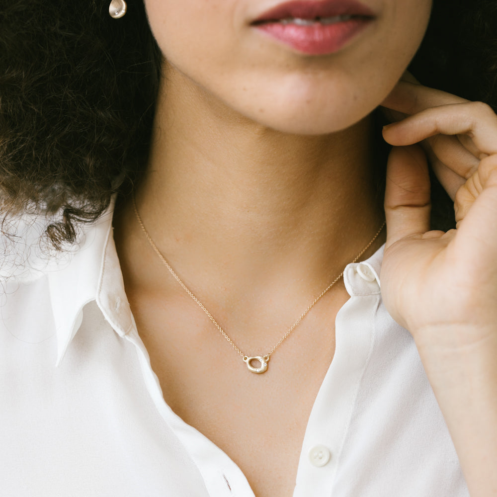 Small Torus Diamond Pendant Necklace, Necklace, Demi-fine Jewelry - Aide-mémoire Jewelry