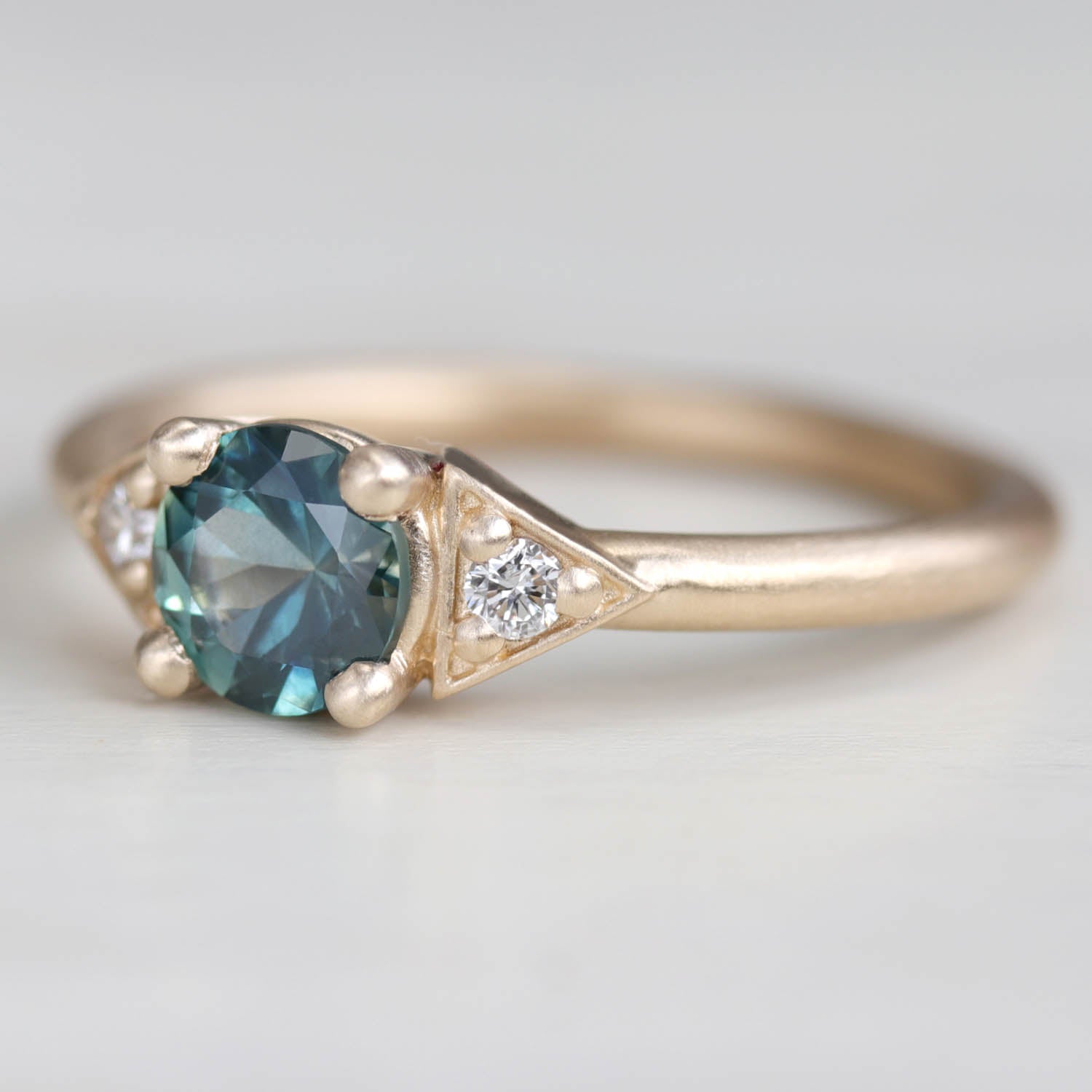 Prong-set Deco Three Stone Ring