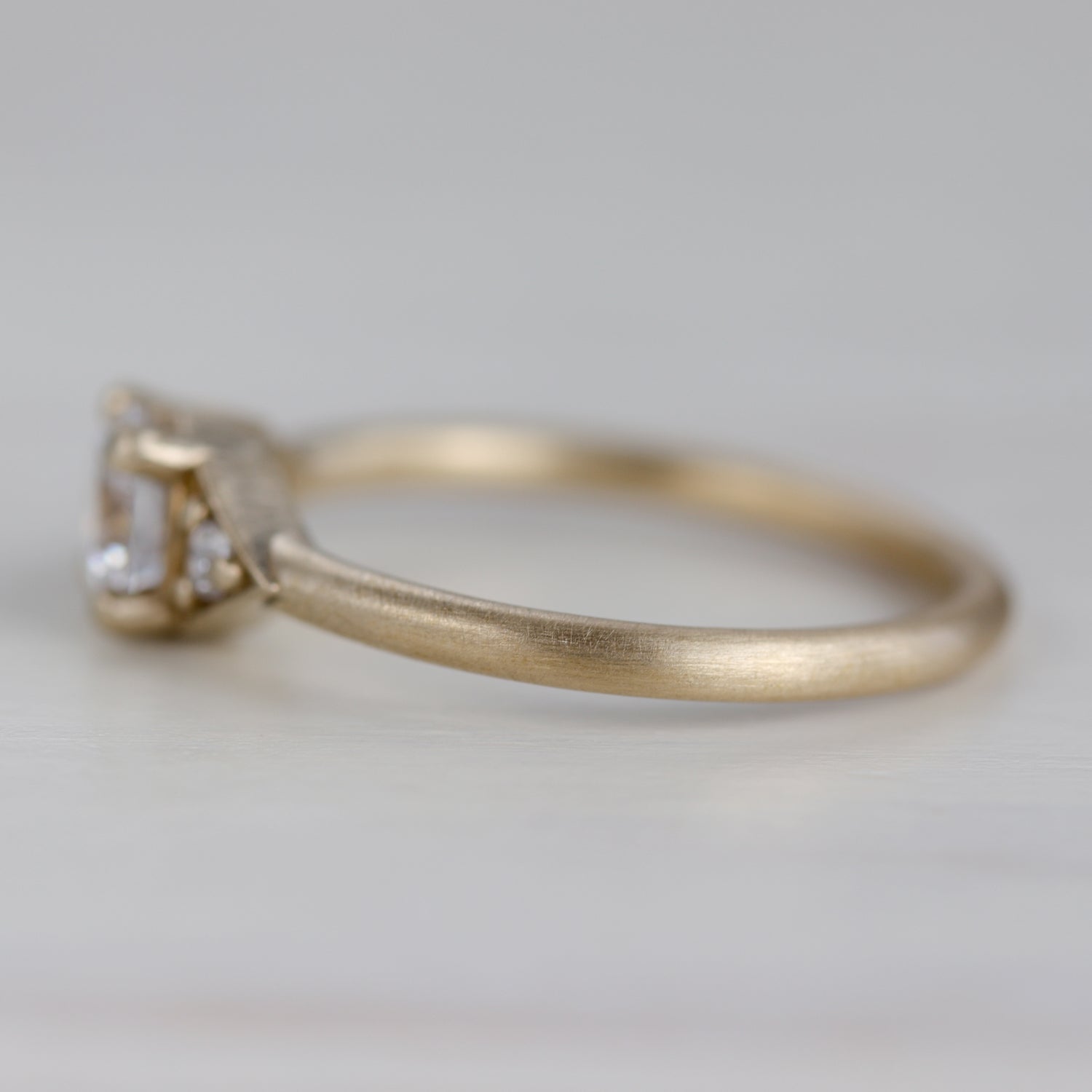 Prong-set Deco Three Stone Engagement Ring, Women's Engagement Ring - Aide-mémoire Jewelry