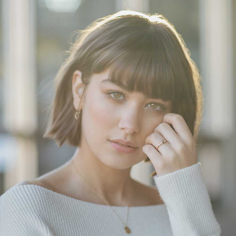 Oval Bead-set Diamond Dangle Earrings