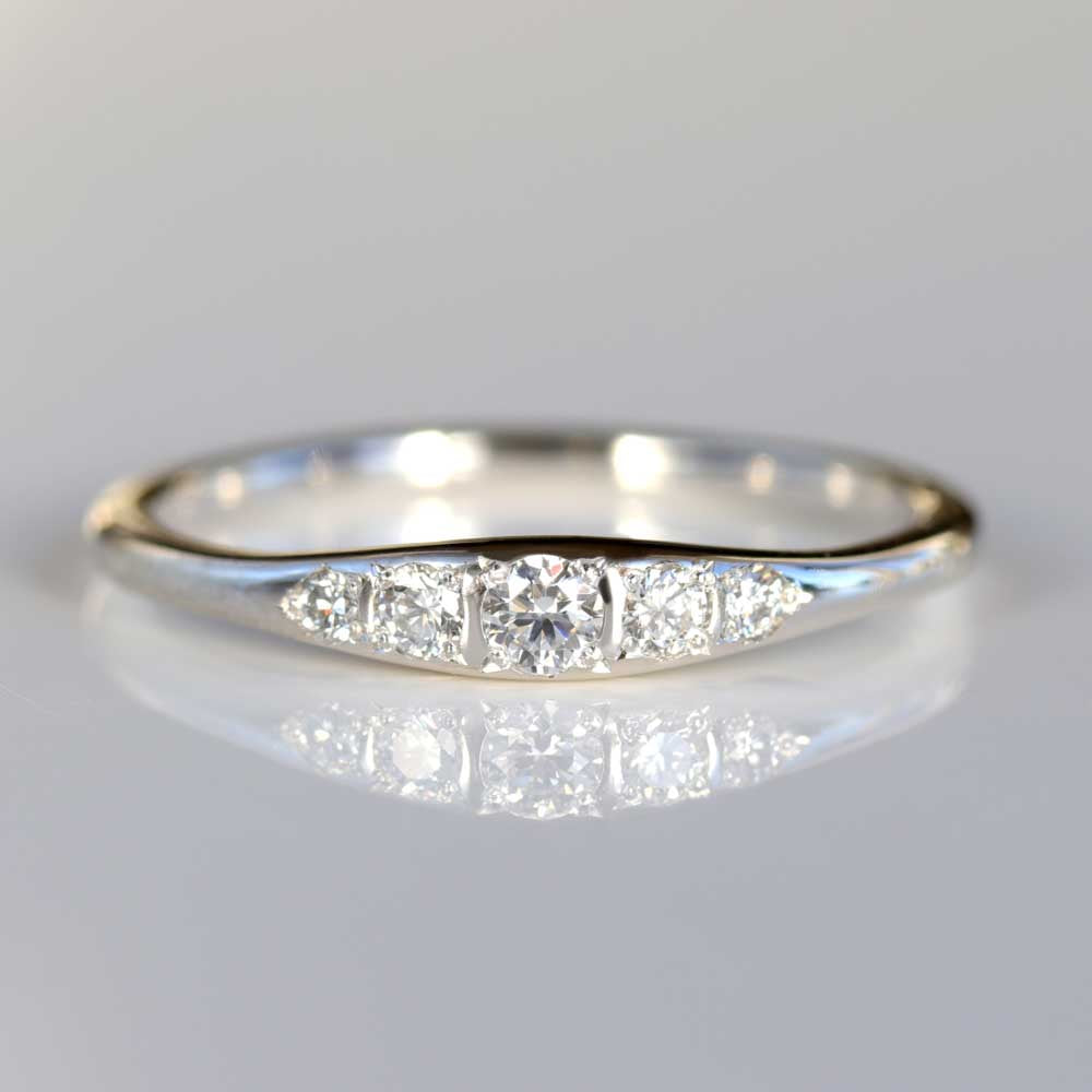 Bead-Set Five Stone Ring - 2.5mm Center Stone