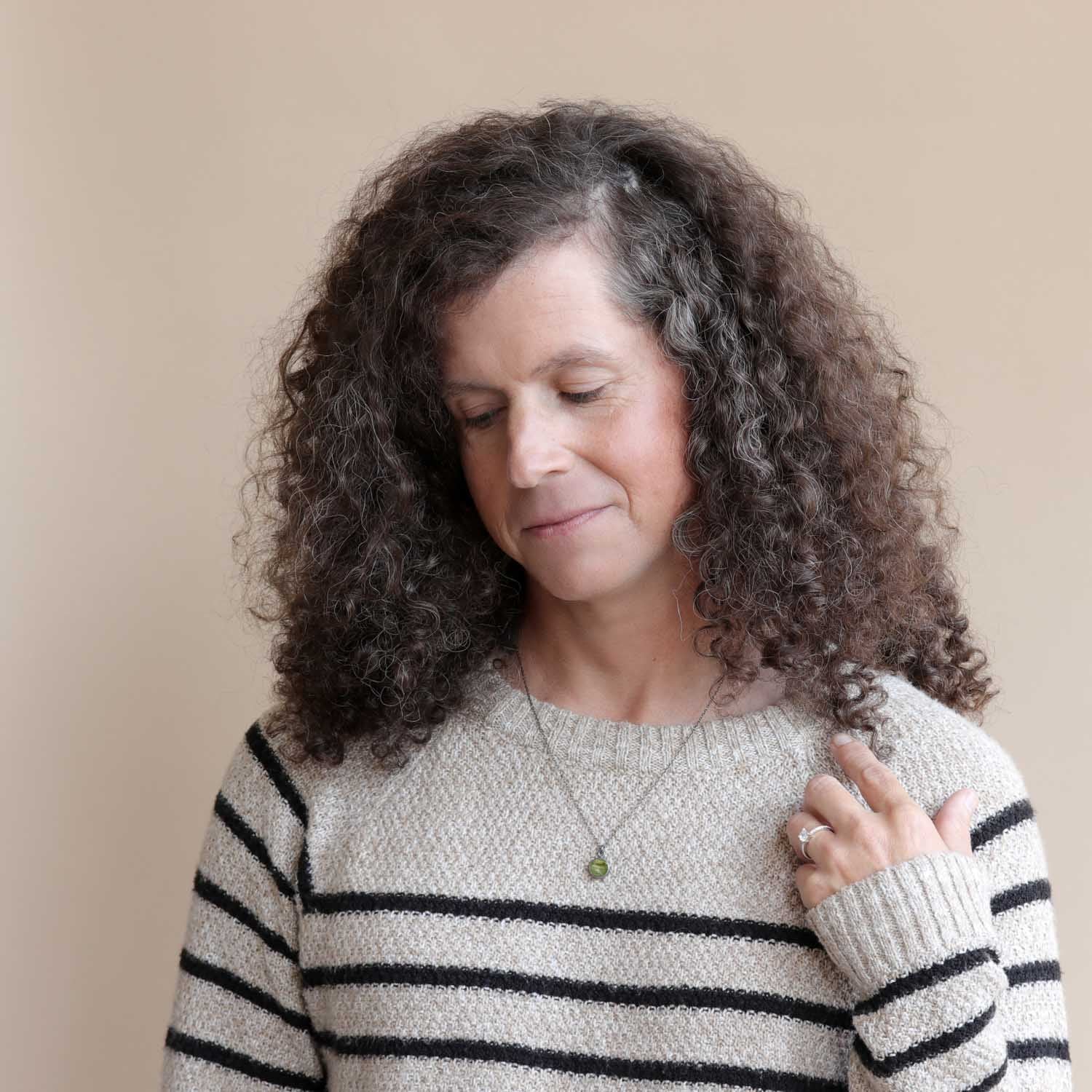 . Bezel-set Sterling Silver Gray/Green Jasper Pendant