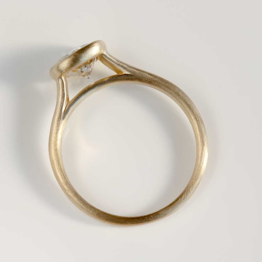 Cushion-cut Open Bezel Solitaire Engagement Ring