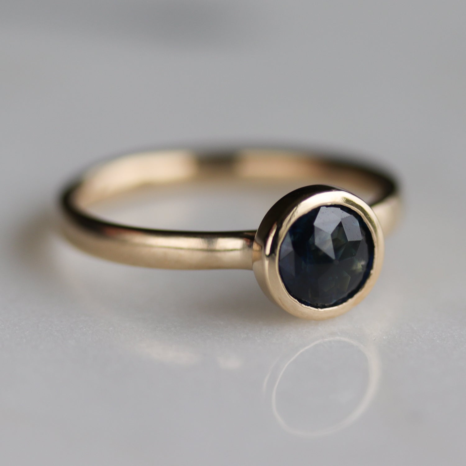 Custom Rose-Cut Sapphire Solitaire