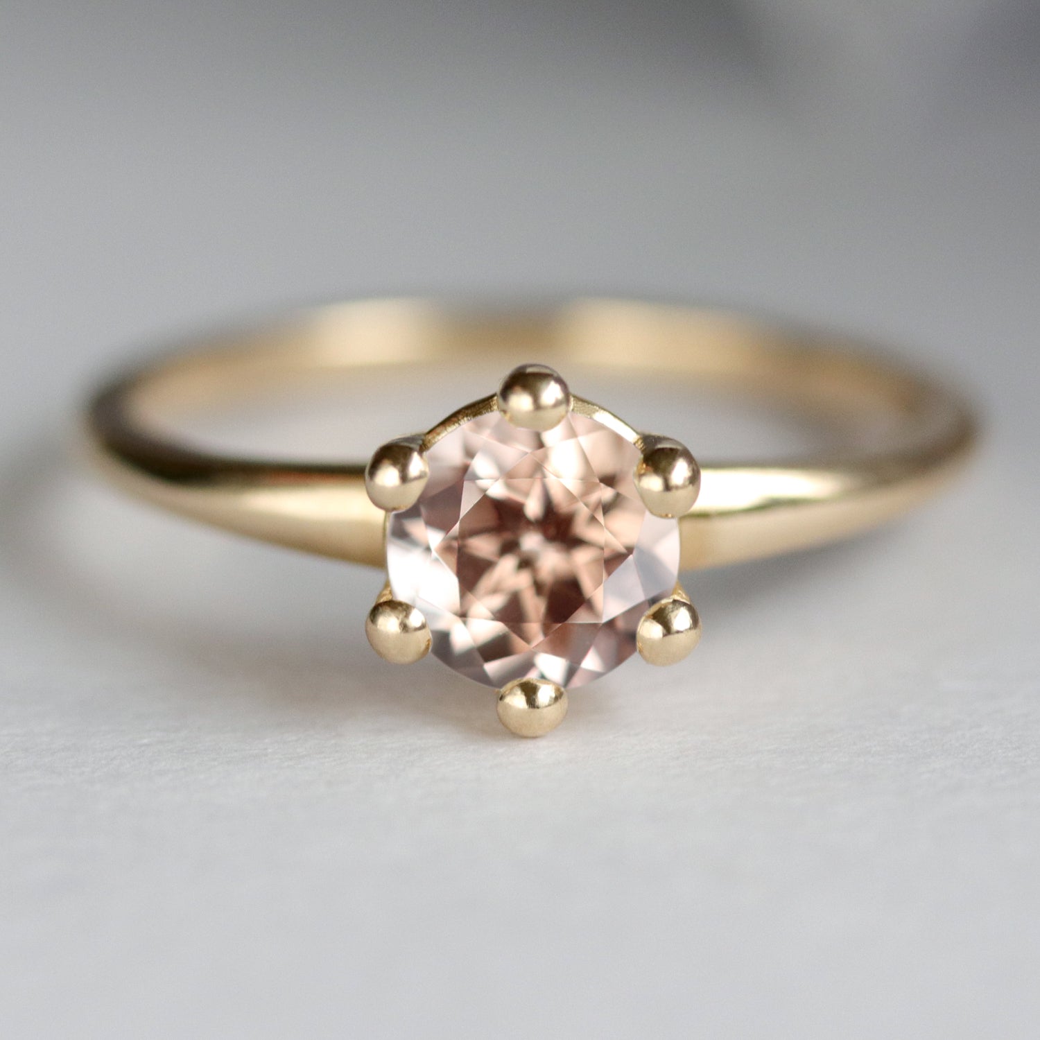 Peach Sapphire Six-Prong Solitaire