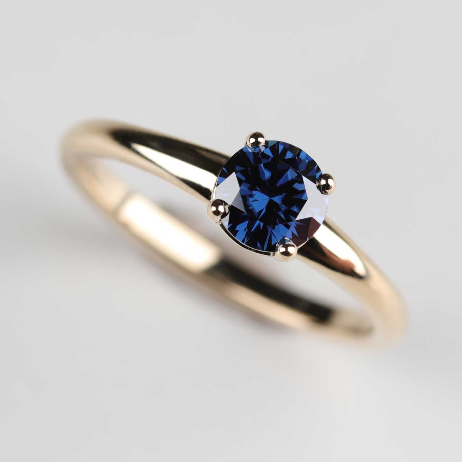 Denim Blue Mossianite Engagement Ring