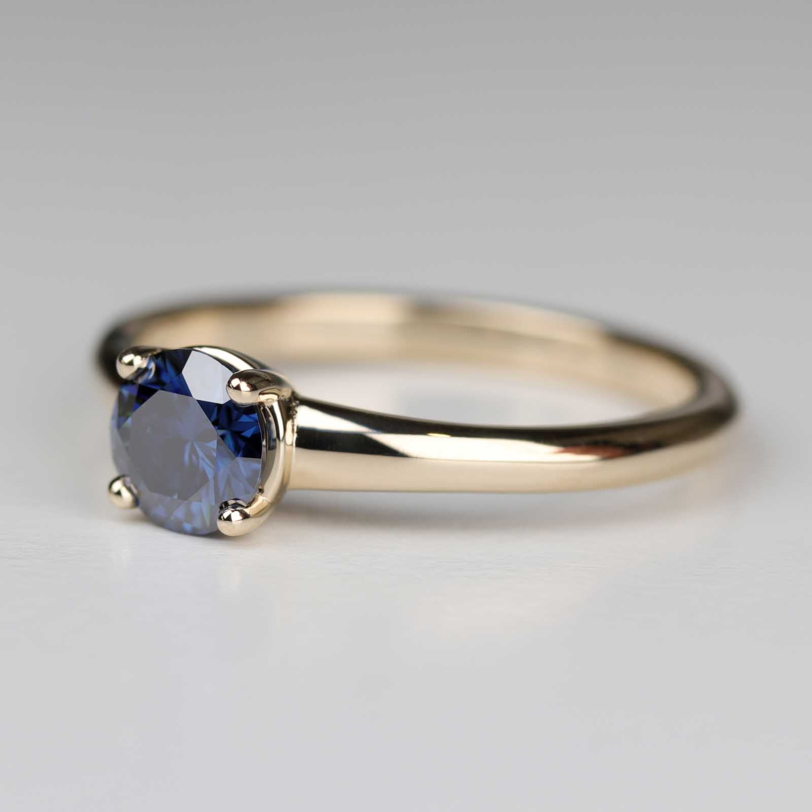 Denim Blue Mossianite Engagement Ring