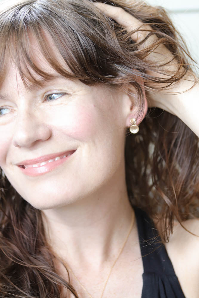 Double Sculpted Disc Dangle Earrings, Earrings - Aide-mémoire Jewelry