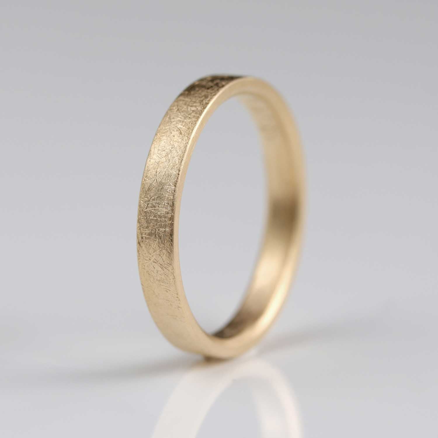 Europa Moon Texture Narrow & Comfort-fit Flat Band Ring •