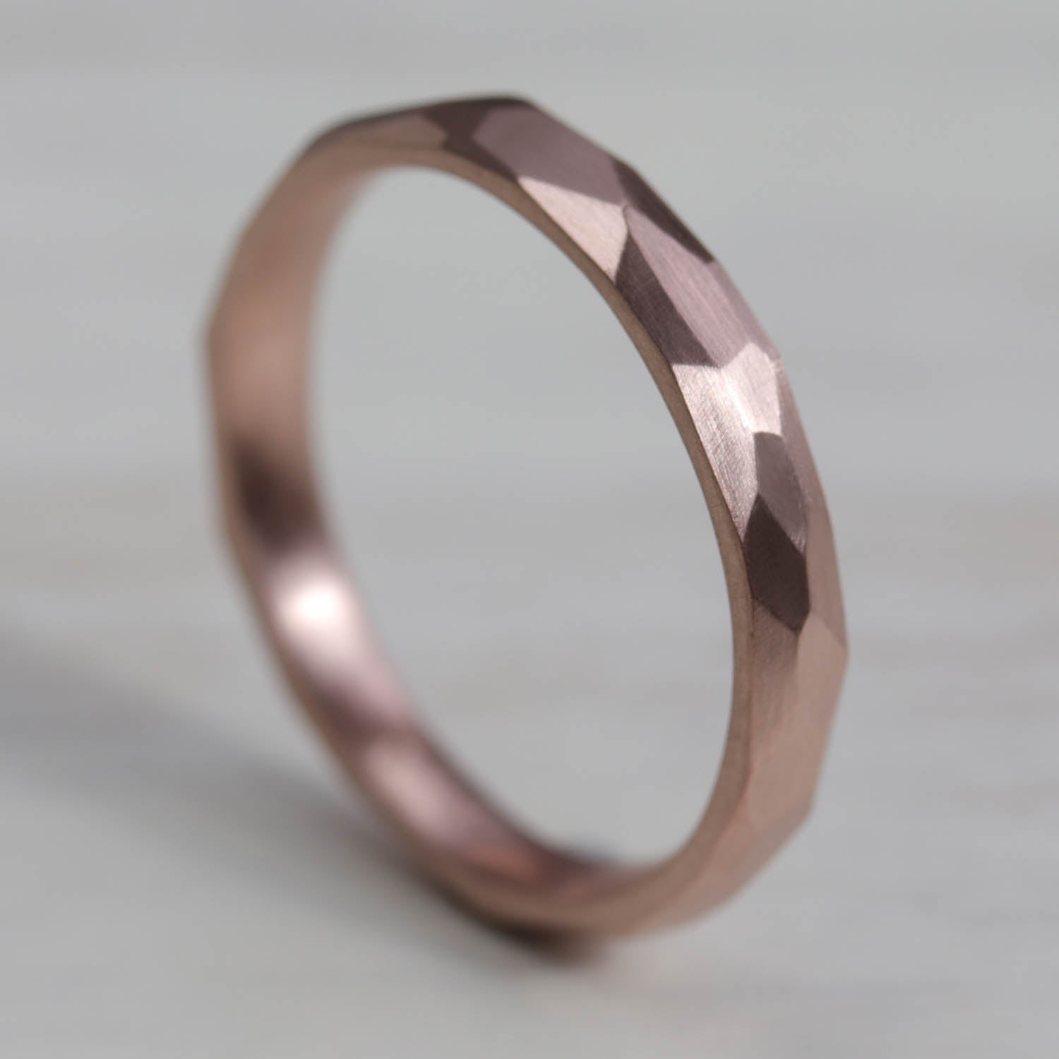 Narrow Faceted Wedding Band •