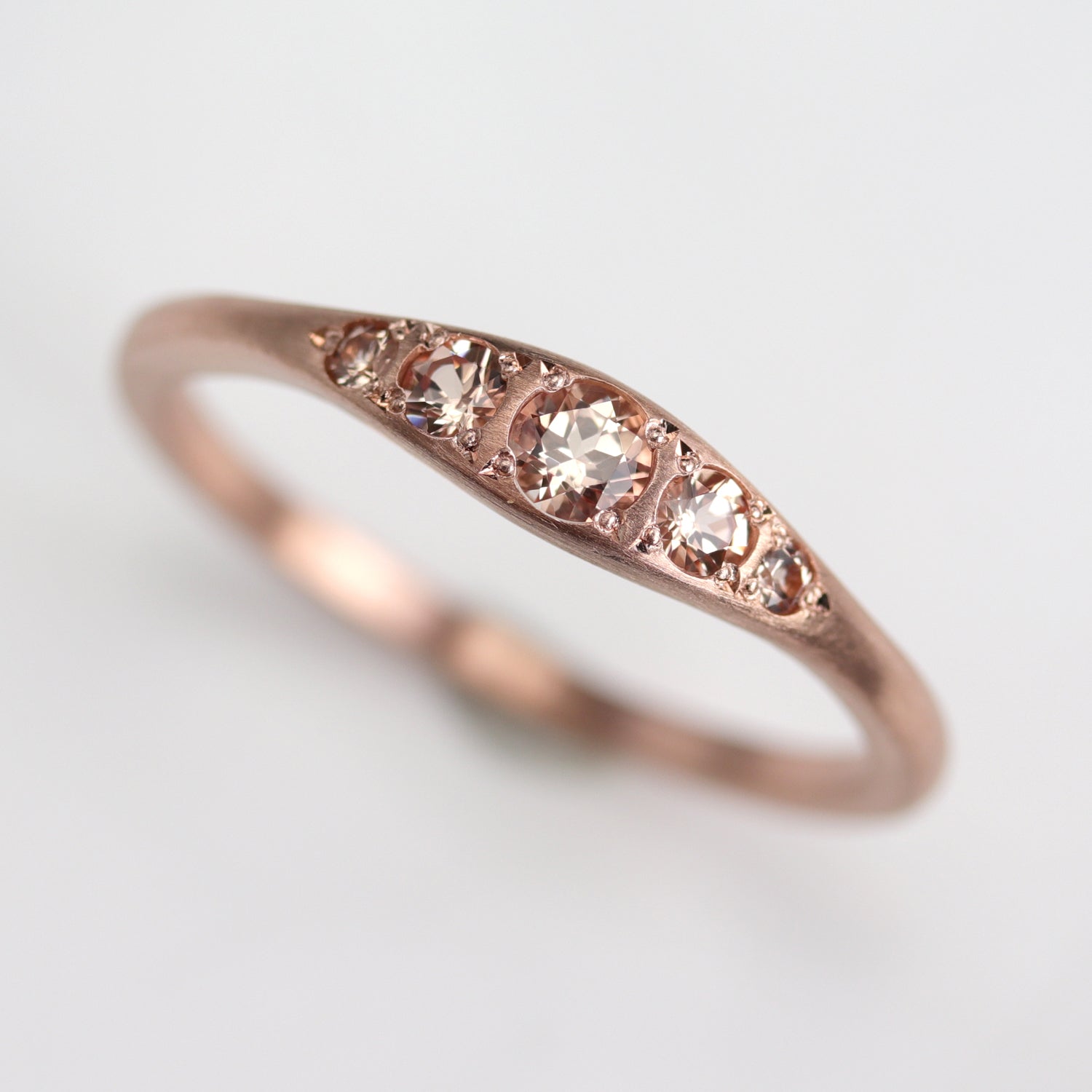 Bead-Set Five Stone Ring - 3mm Center Stone •