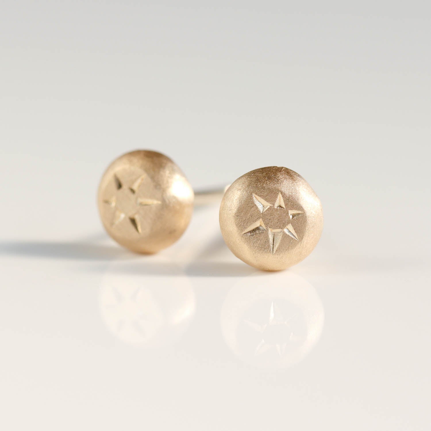 Engraved Sunburst Pebble Studs