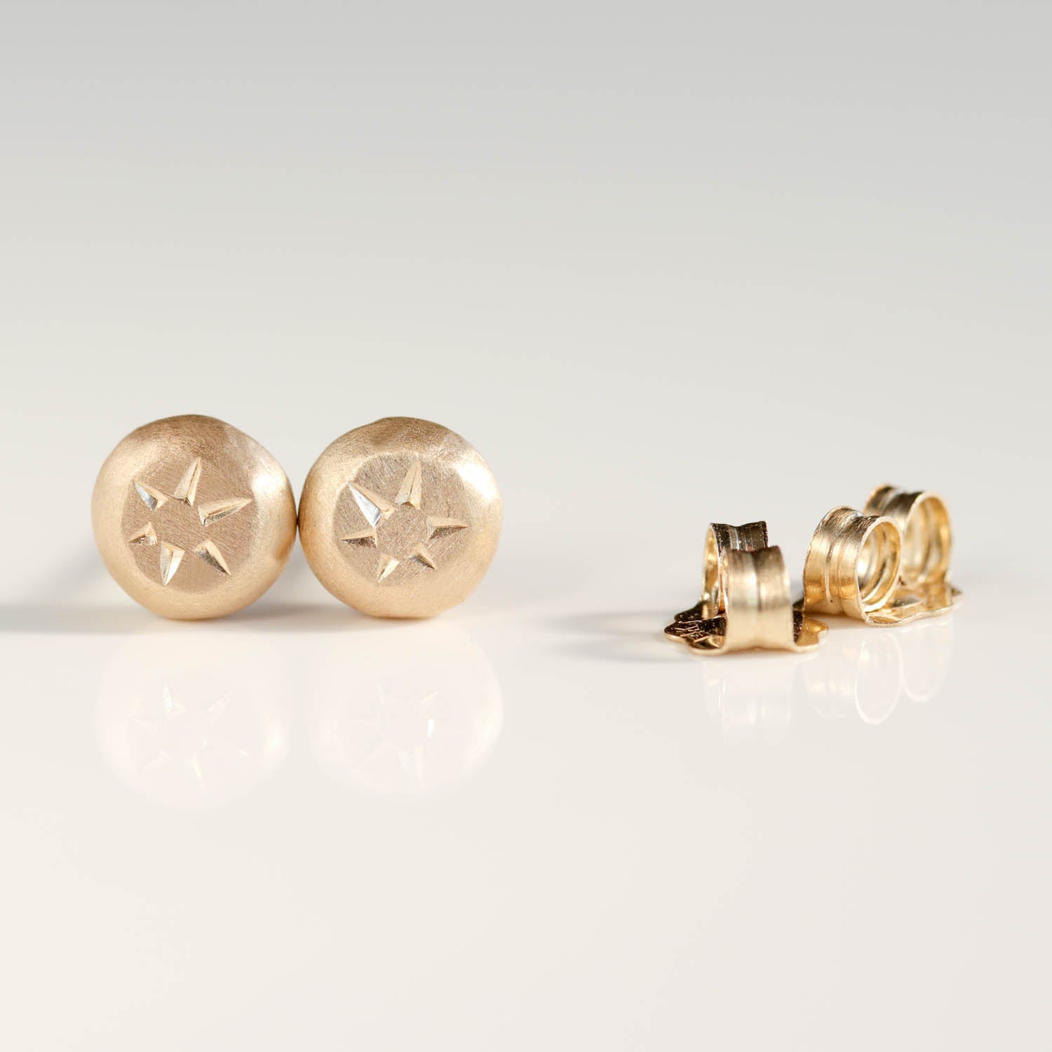 Engraved Sunburst Pebble Studs