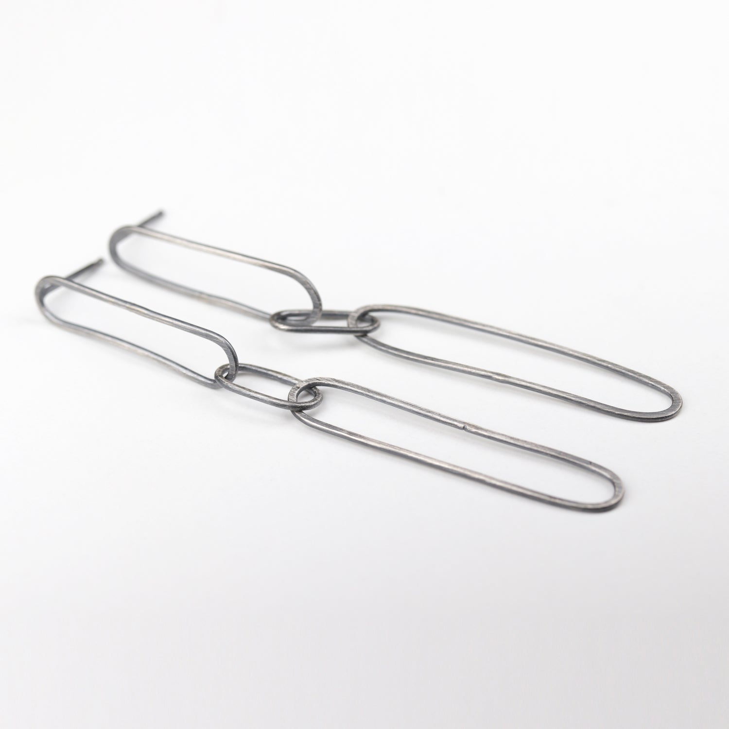 Hand-forged Paperclip Dangle Earrings