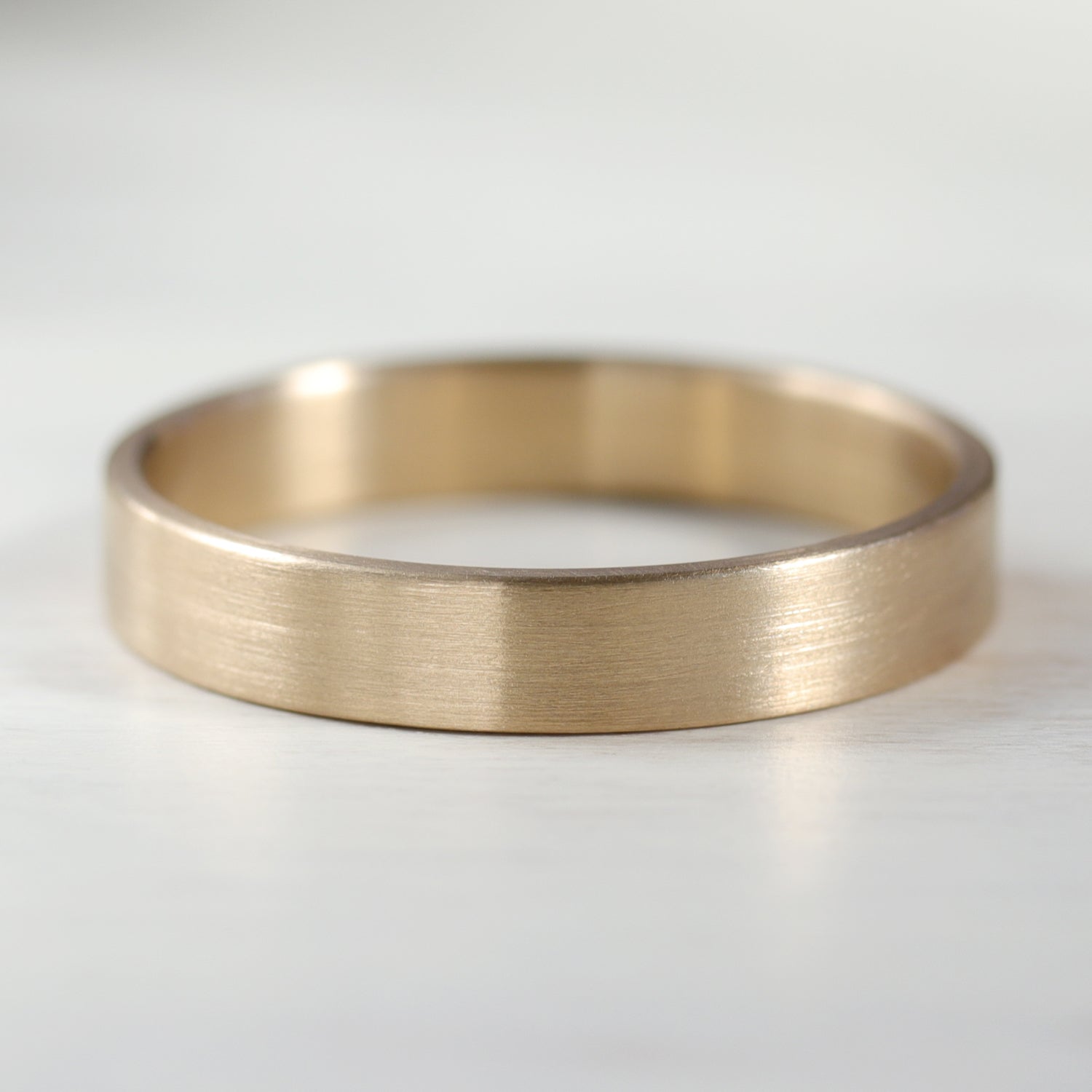 4mm Wide & Lightweight Flat Band Ring 18k Yellow Gold