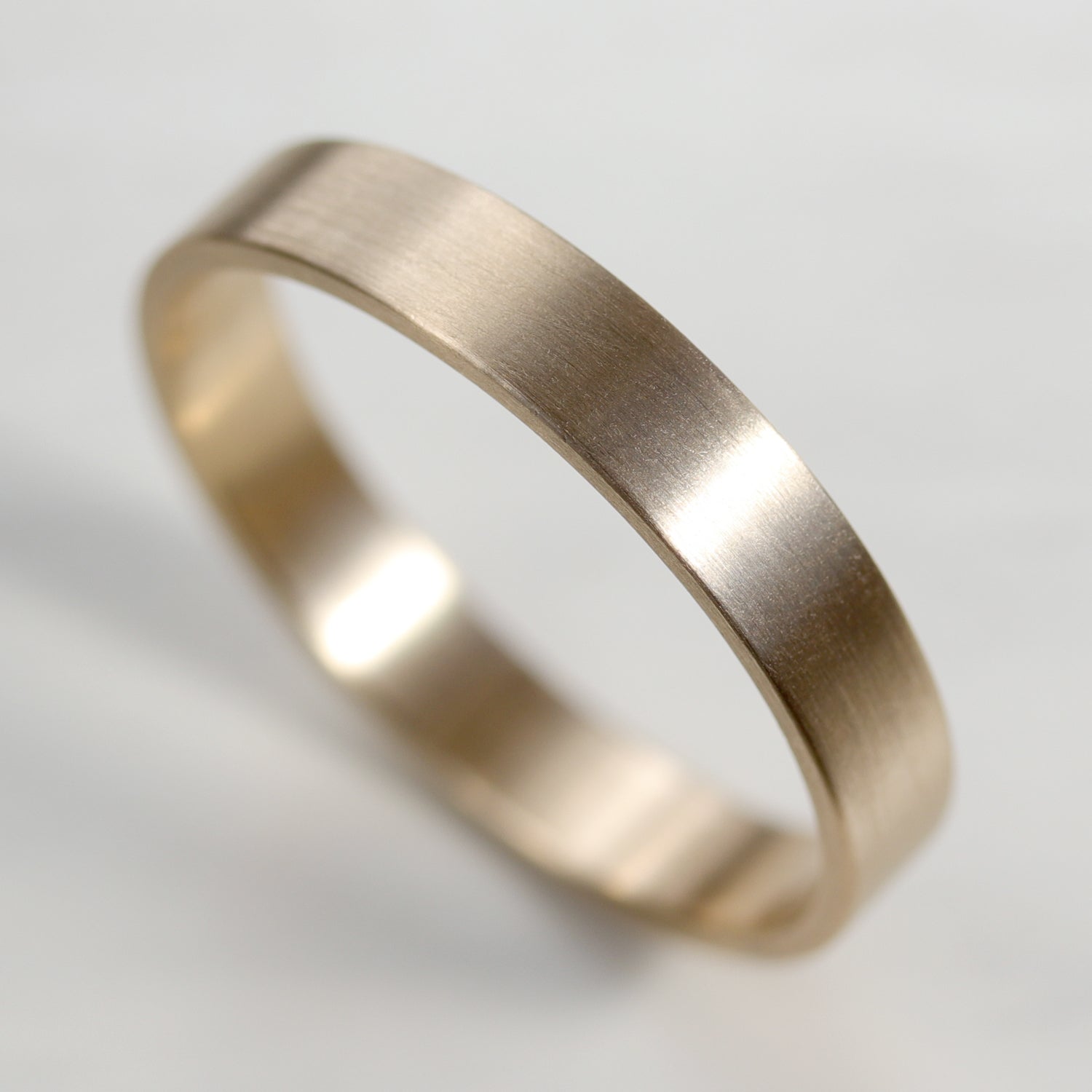 4mm Wide & Lightweight Flat Band Ring 18k Yellow Gold
