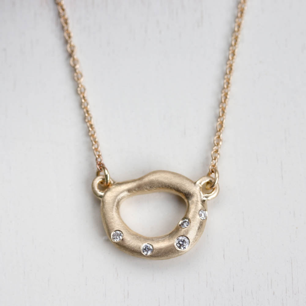 Large Sculpted Torus Diamond Pendant, Necklace - Aide-mémoire Jewelry