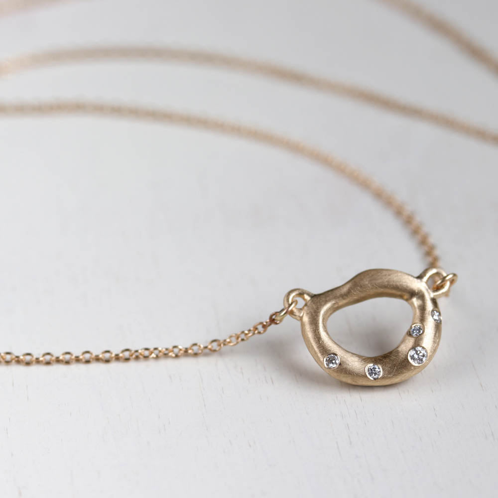 Large Sculpted Torus Diamond Pendant, Necklace - Aide-mémoire Jewelry