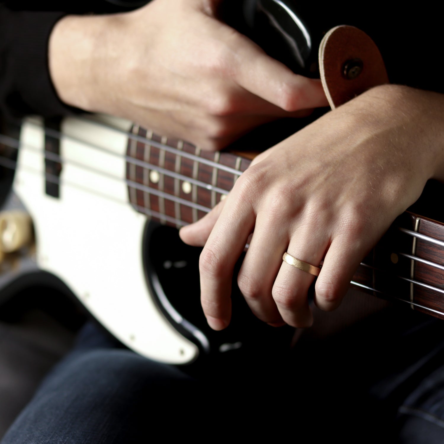 Europa Moon Texture Wide & Comfort-fit Classic Band Ring