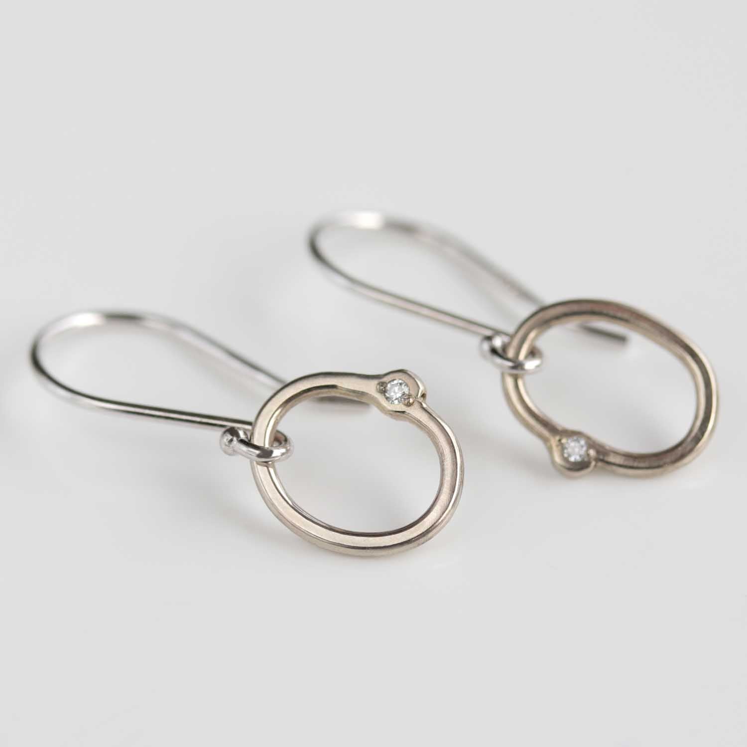 . Oval Bead-set Diamond Dangle Earrings