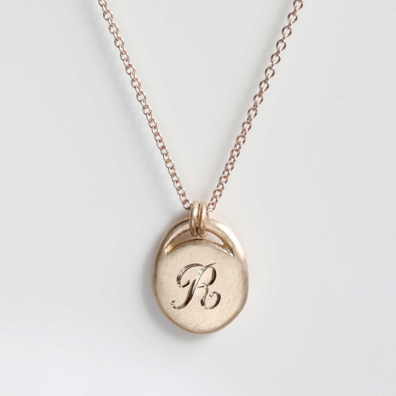 Oval Hand-engraved Monogram Pendant