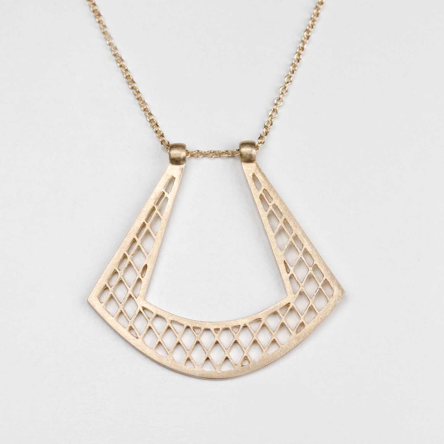 . 14k Yellow Gold Pierced Magic Ring Holder Necklace